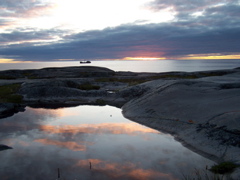 Sunset at the Ithica, a wrecked ship.